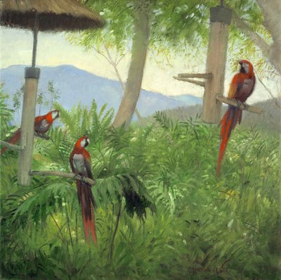 Ptaki górskie, 2001 (olej na płótnie) autorstwa Timothy Easton