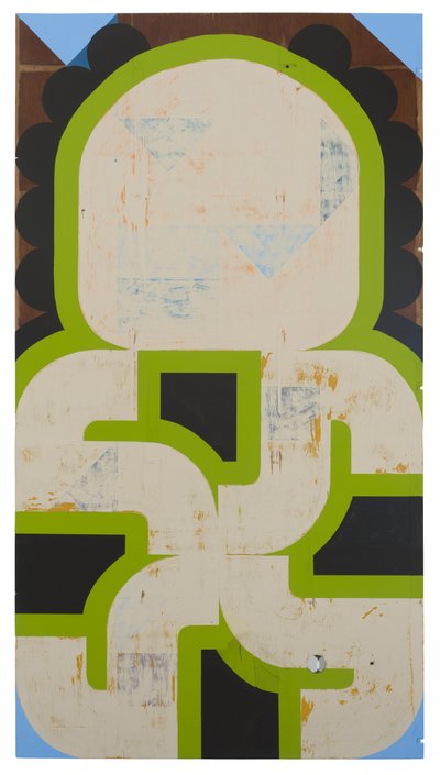 Sap Runner, 2019 (lateks na znalezionym panelu) autorstwa Timothy Gierschick II