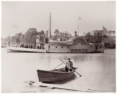 US Gunboat, 1861-65 (srebrny odbitka albumu z negatywu szklanego) autorstwa Timothy H. OSullivan