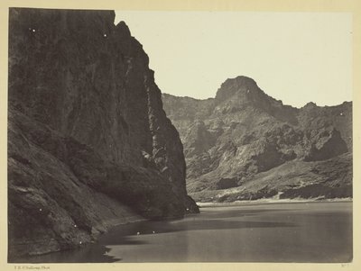 Black Cañon, rzeka Kolorado, patrząc poniżej w pobliżu obozu 7. Eksploracje w Nevadzie i Arizonie, Ekspedycja 1871. Porucznik Geo. M. Wheeler, Com