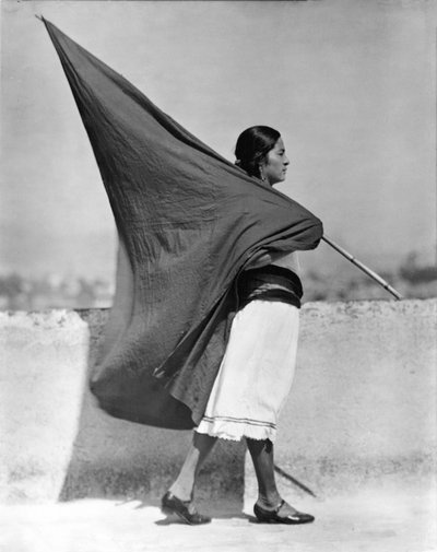 Kobieta z flagą, miasto Meksyk, 1928 autorstwa Tina Modotti