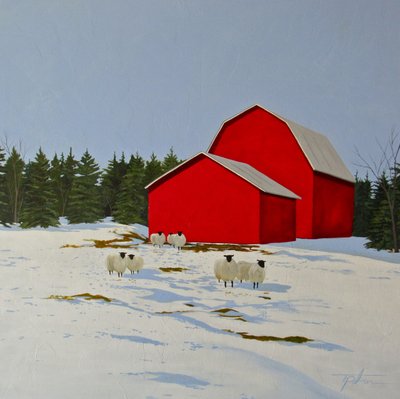 Owca w śniegu, 2016 (olej na płótnie) autorstwa Tina Palmer