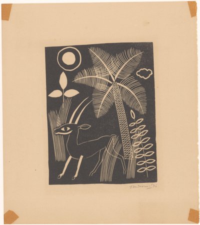 Jeleń z palmą autorstwa Tinus van Doorn (signed by artist)