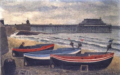 Łodzie na plaży Cromer autorstwa Tirzah Ravilious