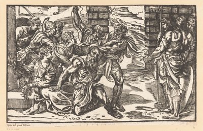 Samson walczy z filistyńskimi żołnierzami autorstwa Titiaan