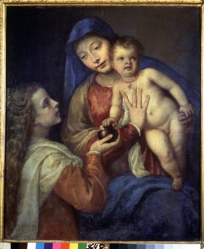 Madonna z Dzieciątkiem z Marią Magdaleną. Obraz Tycjana (Tiziano Vecellio lub Vecelli lub Tiziano da Cador autorstwa Titian (c.1488 1576)
