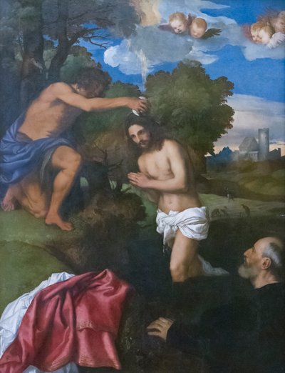 Chrzest Chrystusa, ok. 1512 r. (olej na drewnie) autorstwa Titian (c.1488 1576)