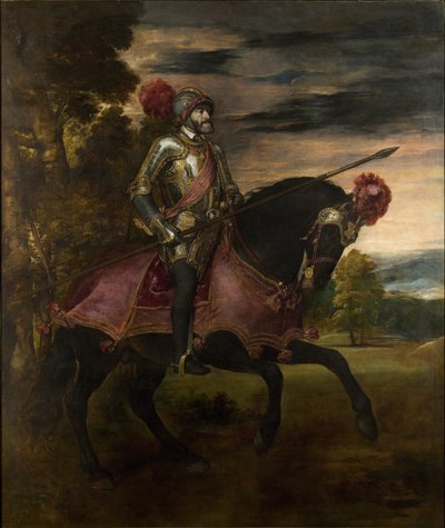 Cesarz Karol V (1500-58) na koniu w Muhlberg autorstwa Tiziano Vecelli