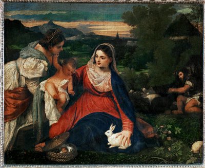Dziewica z królikiem ... autorstwa Titian (c.1488-1576)
