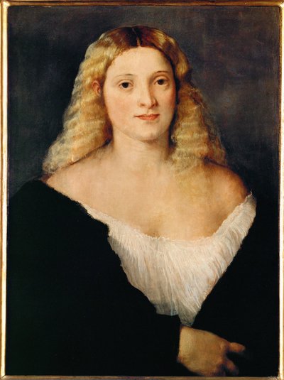 Młoda kobieta w czarnej sukience ... autorstwa Titian (c.1488 1576)