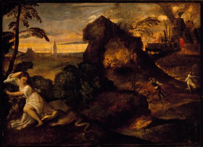 Orfeusz i Eurydyka Obraz Tiziano Vecellio zwany Tycjanem (ok. 1490-1576). XVI-wieczna Accademia Carrara, Bergamo autorstwa Tiziano Vecelli