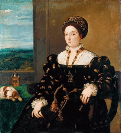Portret Eleonory Gonzagi (Gonzaga), księżnej Urbino Obraz Tiziano Vecellio zwany Tycjanem (ok. 1490-1576) autorstwa Tiziano Vecelli