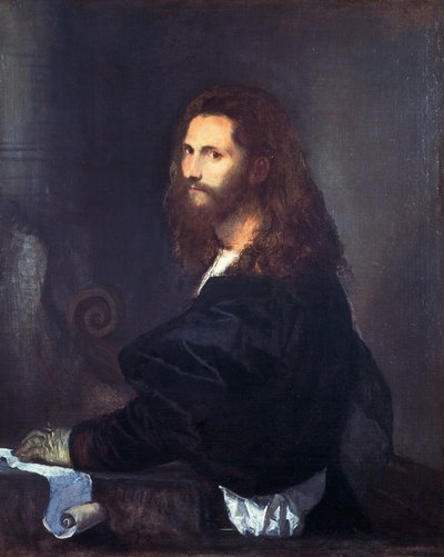 Portret muzyka, Tiziano Vecellio (1490-1576), olej na płótnie, 82x99 cm. autorstwa Titian (c.1488 1576)