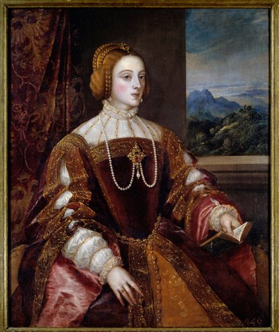 Portret Impress Izabeli Portugalskiej (1503-1539) Obraz Tiziano Vecellio (1485-1576) XVI w. Słońce. 1,17x0,98 m Madryt, Muzeum Prado autorstwa Tiziano Vecelli