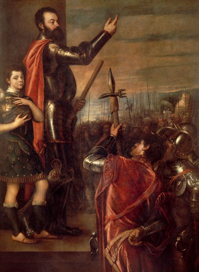 Przemówienie Alfonsa d’Avalosa do jego oddziałów autorstwa Titian (c.1488 1576)