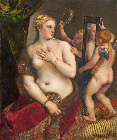 Wenus z lustrem, ok. 1555 (olej na płótnie) autorstwa Tiziano Vecelli