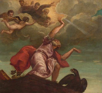 Św. Jan Ewangelista na Patmos, ok. godz. 15531555 autorstwa Titian,