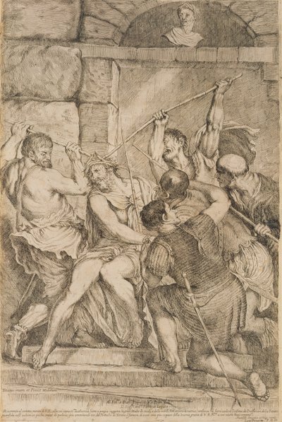 Ukoronowanie cierniem rytowane przez Luigiego Scaramuccię (1616-80) 1675 (zob. 60349) autorstwa Tiziano Vecelli