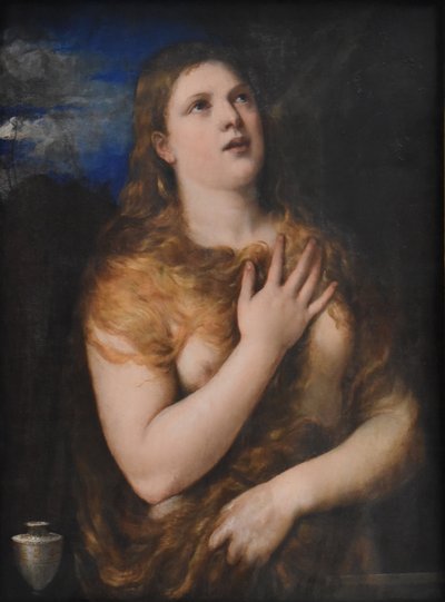 Francuski: Madeleine pénitente Pokutująca Magdalena autorstwa Titian and Workshop