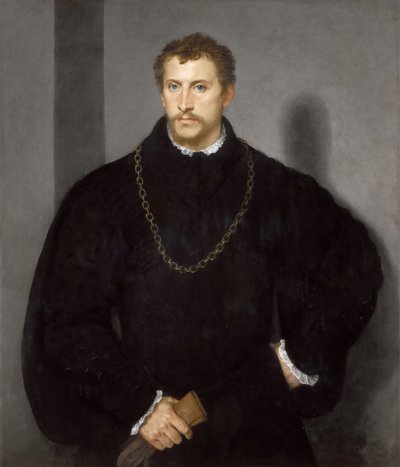 Portret młodego Anglika Portret młodego mężczyzny o szarych oczach, 1540-1545. autorstwa Tiziano Vecelli