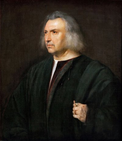 Portret lekarza Gian Giacomo Bartolotti da Parma - Tycjana (1488-1576). Olej na płótnie, ok. 1515. Wymiar: 88x75 cm. Muzeum Historii Sztuki, Wiedeń autorstwa Tiziano Vecelli