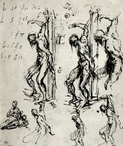 Szkice do św. Sebastiana w Brescii, c1518, 1937 autorstwa Tiziano Vecelli