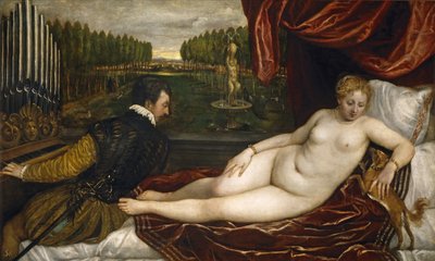 Wenus, organistka i piesek autorstwa Tiziano Vecelli