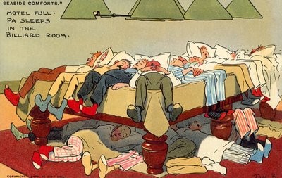 Hotel Full, Pa śpi w sali bilardowej (chromolitho) autorstwa Tom Browne
