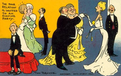Biedny krewny zostaje zaproszony na wieczorną imprezę (chromolitho) autorstwa Tom Browne