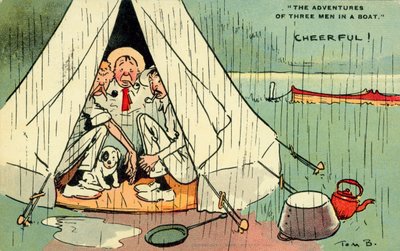 Trzech mężczyzn w łodzi (kolorowa litografia) autorstwa Tom Browne