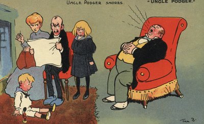 Wujek Podger chrapie (kolor lito) autorstwa Tom Browne