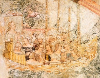 Żegluga w kierunku Rzymu, fragment z Opowieści św Urszuli, Tommaso da Modena (1326-1379), fresk, fragment, kościół Santa Caterina, Treviso autorstwa Tomaso da (late 15th century) Modena