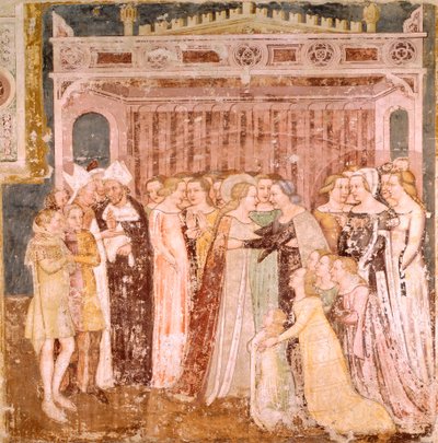 Pożegnanie, fragment Legendy o św. Urszuli Tommaso da Modena (1326-1379), fresk, kościół Santa Caterina, Treviso autorstwa Tomaso da (late 15th century) Modena