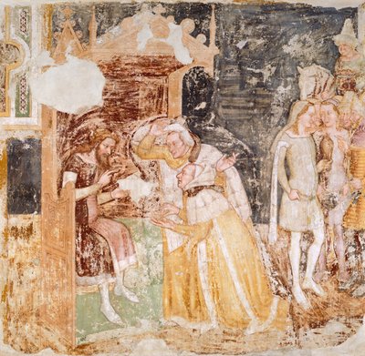 Wysłanie ambasadorów od króla Anglii, fragment Opowieści św. Urszuli Tommaso da Modena (1326-1379), fresk autorstwa Tomaso da (late 15th century) Modena