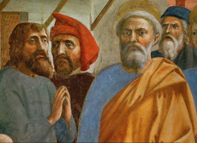 Cień świętego Piotra pada na chorego ... (malowidło ścienne) autorstwa Tommaso Masaccio