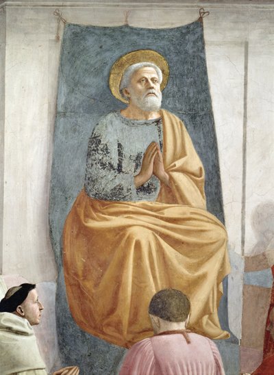 Św. Piotr na tronie jako pierwszy biskup Antiochii, ok. 1427 fragment fresku 63302 autorstwa Tommaso Masaccio