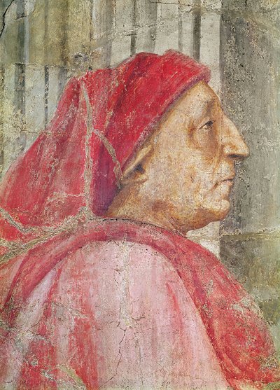 Trójca Święta, fragment głowy męskiego dawcy, 1427-28 fragment fresku z 173689 autorstwa Tommaso Masaccio