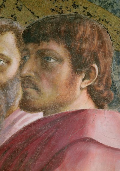 Głowa haraczu Apostoła - fragment fresku z 31642 ok. 1427 r. autorstwa Tommaso Masaccio
