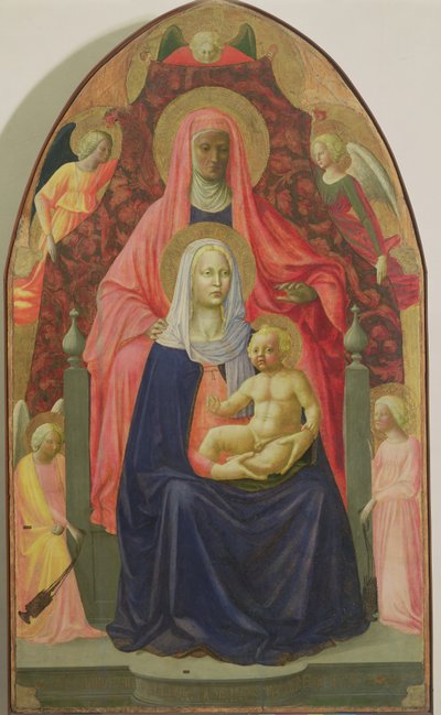 Dziewica z Dzieciątkiem ze św. Anną, 1424 (tempera na panelu) autorstwa Tommaso Masaccio