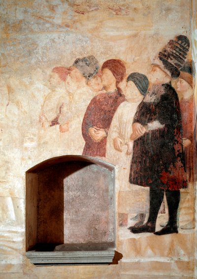 Epizod z życia św. Jana Chrzciciela: grupa mężczyzn - autorstwa Tommaso Masolino da Panicale