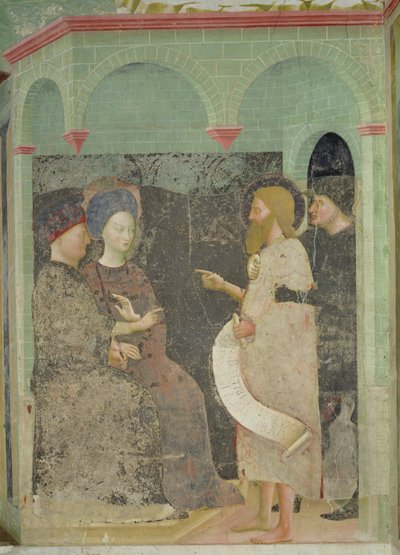Jan Chrzciciel zbeształ Heroda i Herodiadę za cudzołóstwo, 1435 autorstwa Tommaso Masolino da Panicale