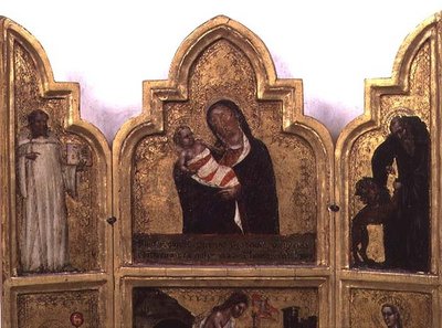 Madonna z Dzieciątkiem ze św. Benedyktem i św. Hieronima, górna połowa tryptyku (patrz także 78652) autorstwa Tommaso da Modena Barisino or Rabisino