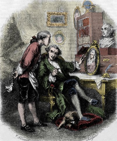 Ilustracja do „Podróży po moim pokoju” (1794) autorstwa Xaviera de Maistre. Ilustracja autorstwa Tony