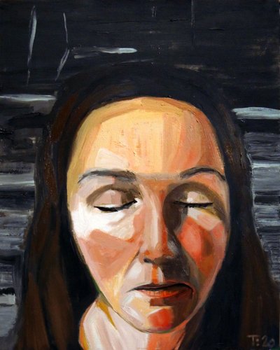 Portret kobiety w zadumie autorstwa Tore Bahnson