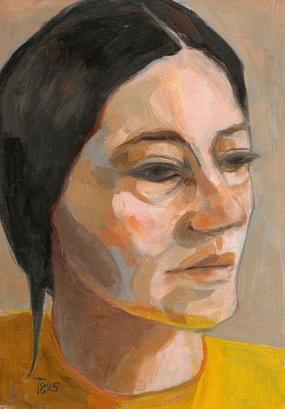 Portret zamyślonej kobiety autorstwa Tore Bahnson