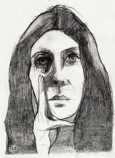 Portret zamyślonej kobiety autorstwa Tore Bahnson