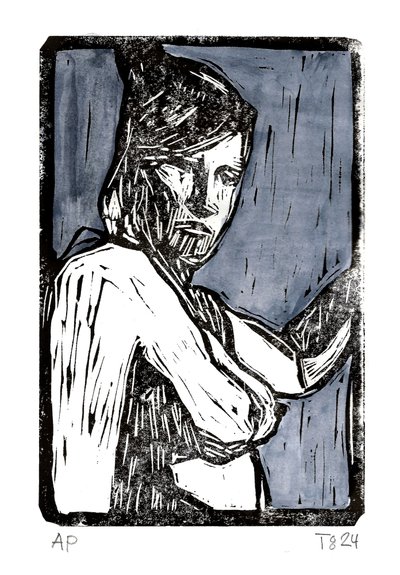 Portret zamyślonej kobiety autorstwa Tore Bahnson