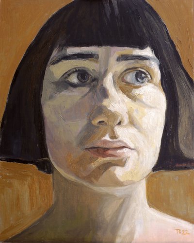 Portret zamyślonej kobiety autorstwa Tore Bahnson