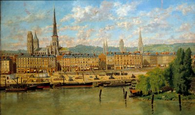 Le port de Rouen Obraz Torello Ancillottiego (1843-1899) 1878 Nd. 0,36x0,62 m Rouen, musee des Beaux Arts - Port w Rouen. Obraz Torello Ancillottiego (1843-1899) autorstwa Torello Ancillotti