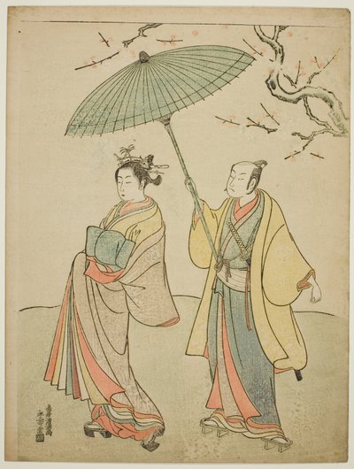 Aktorzy Ichikawa Komazo I (L) i Nakamura Matsue I (R) autorstwa Torii Kiyomitsu I